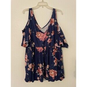 Allegrace 2x Blue floral short sleeve top